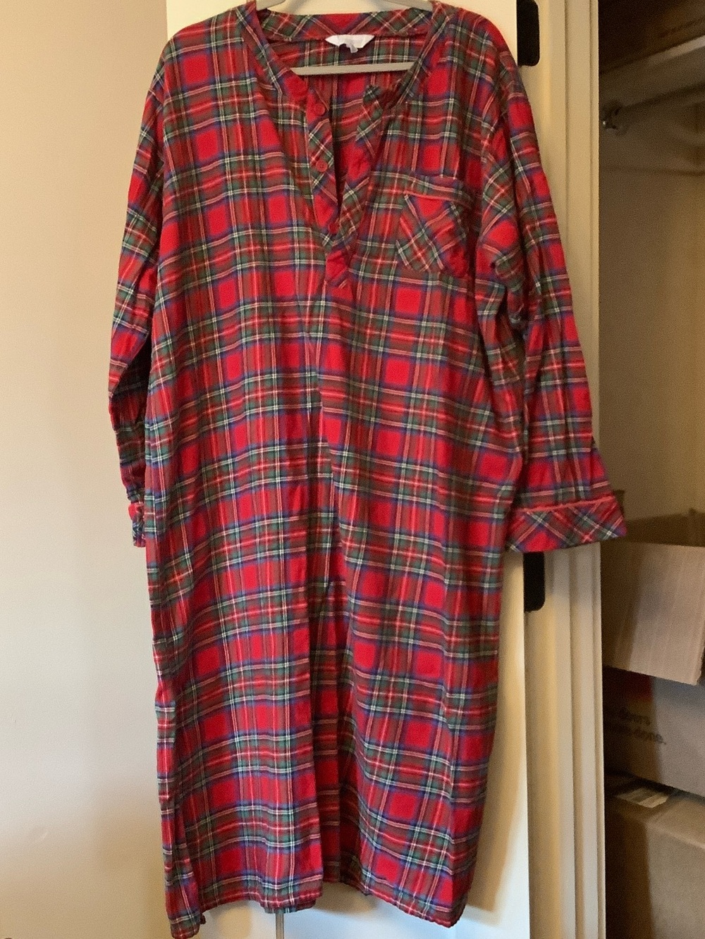 Pajamagram His Men's Red Plaid Nightgown - Classic Comfort Sleep Shirt